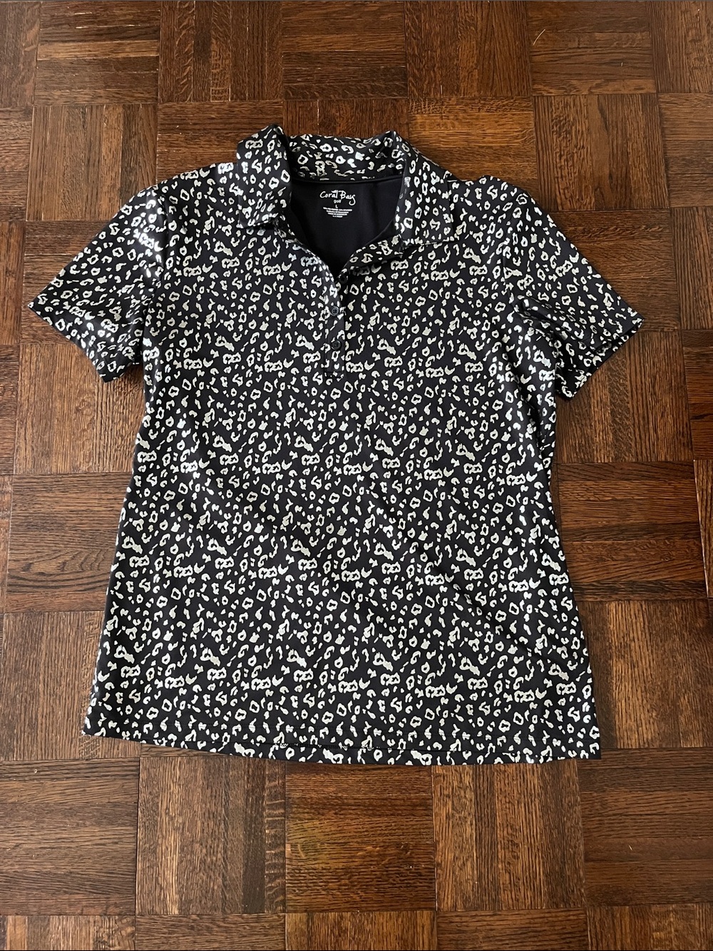 Coral Bay Black and White Short Sleeve Polo Tee
